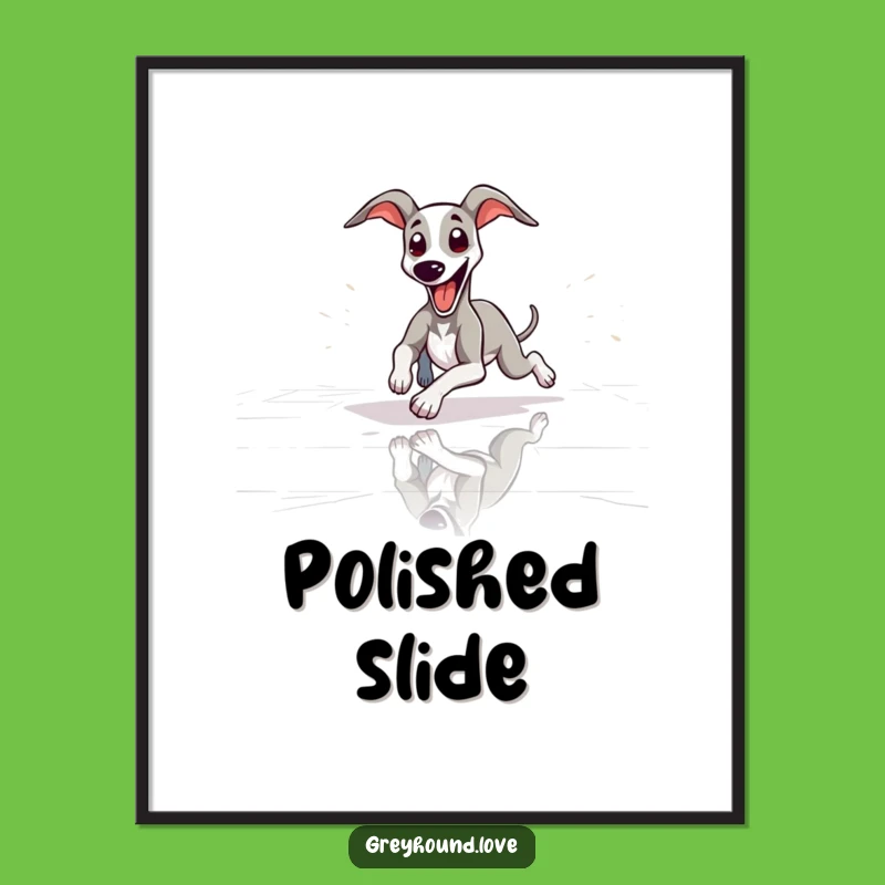 Funny Greyhound Sliding Tongue Out Digital Art: Hilarious Dog Decor