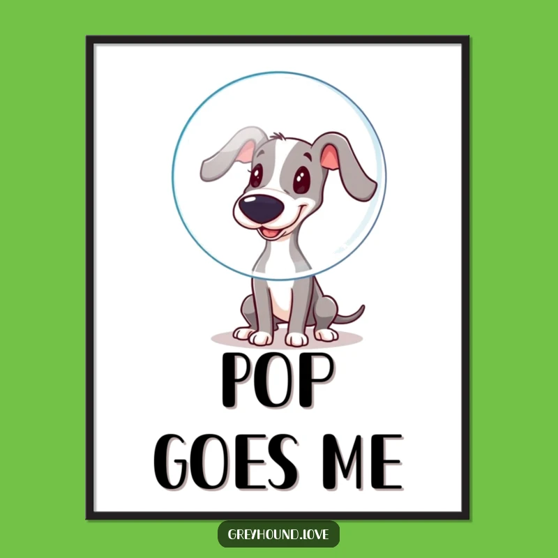 Funny Booping Greyhound Digital Art: Playful Charm for Your Walls, A Joyful Funny Gift!