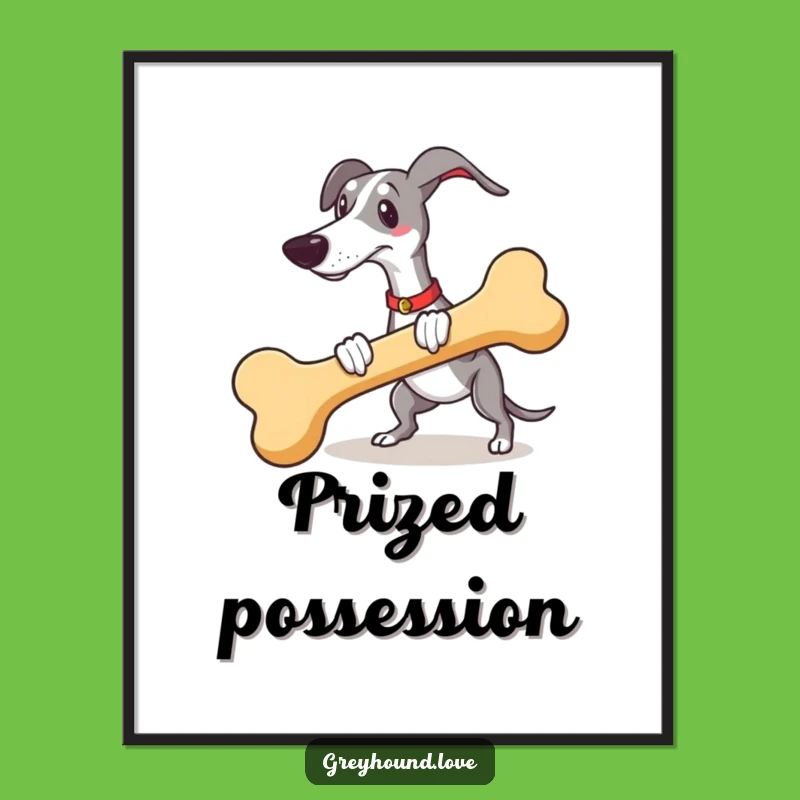 Funny Greyhound Bone Fetch Digital Art - Instant Playful Decor, Perfect Gift!