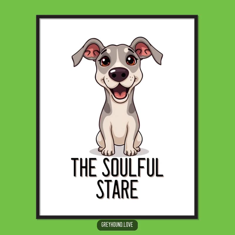 Funny Greyhound Begging Digital Art - Pleading Eyes Wall Decor Gift!