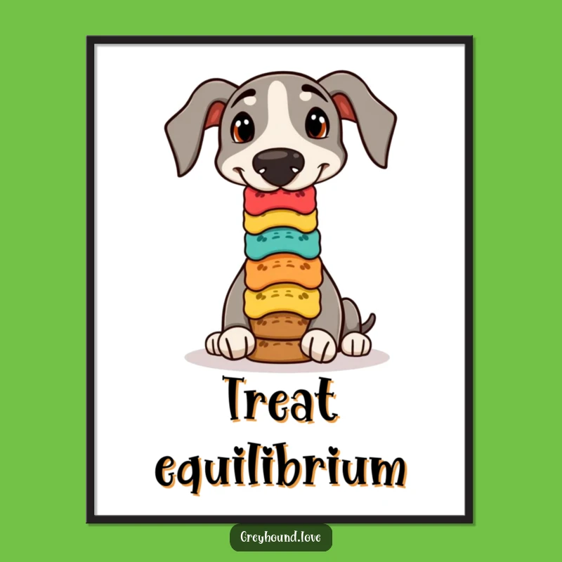 Funny Greyhound Biscuit Balance Digital Art - Instant Talented Decor!