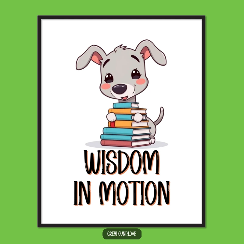 Funny Greyhound Book Balance Digital Print: Instant Hilarious Wall Art for Dog Fans