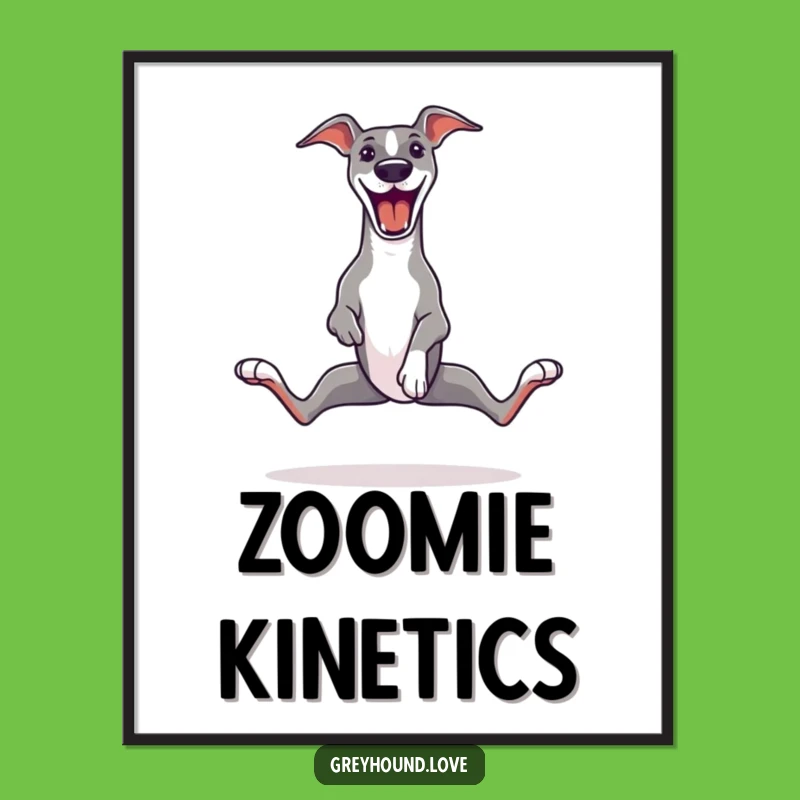 Funny Greyhound Zoomie Digital Art - Splayed Legs Joyful Wall Decor Gift!