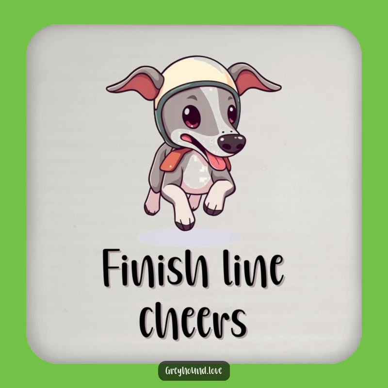 Funny Greyhound Helmet Coaster: Speedy Dog Protection, Tongue Lolling, Tiny Gift