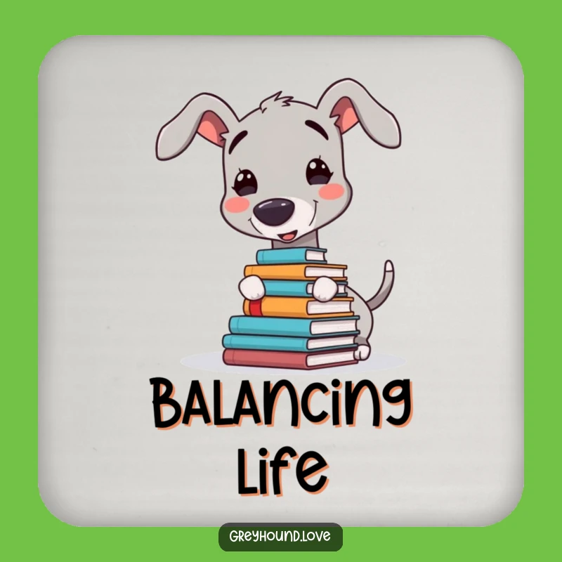 Funny Greyhound Book Nose Coaster: Protect Surfaces with Hilarious Dog Art