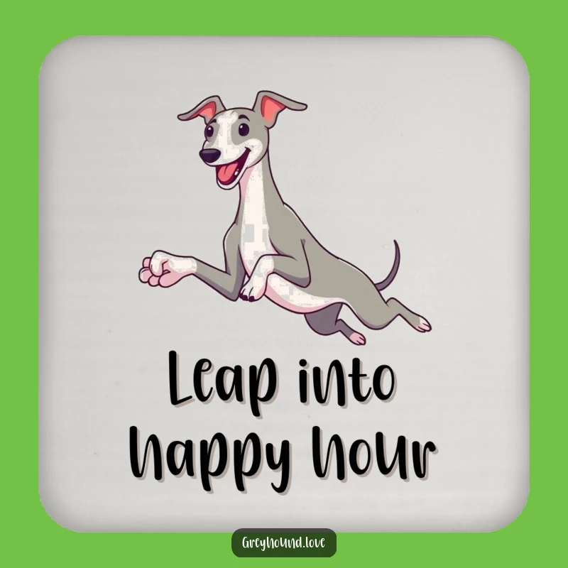 Funny Greyhound Leap Coaster: Dog Lover's Drink Decor, Hilarious Gift