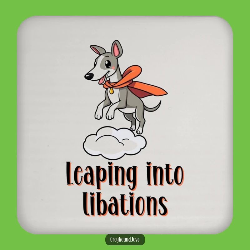 Funny Superhero Greyhound Leaping Coaster - Protect Surfaces with Heroism