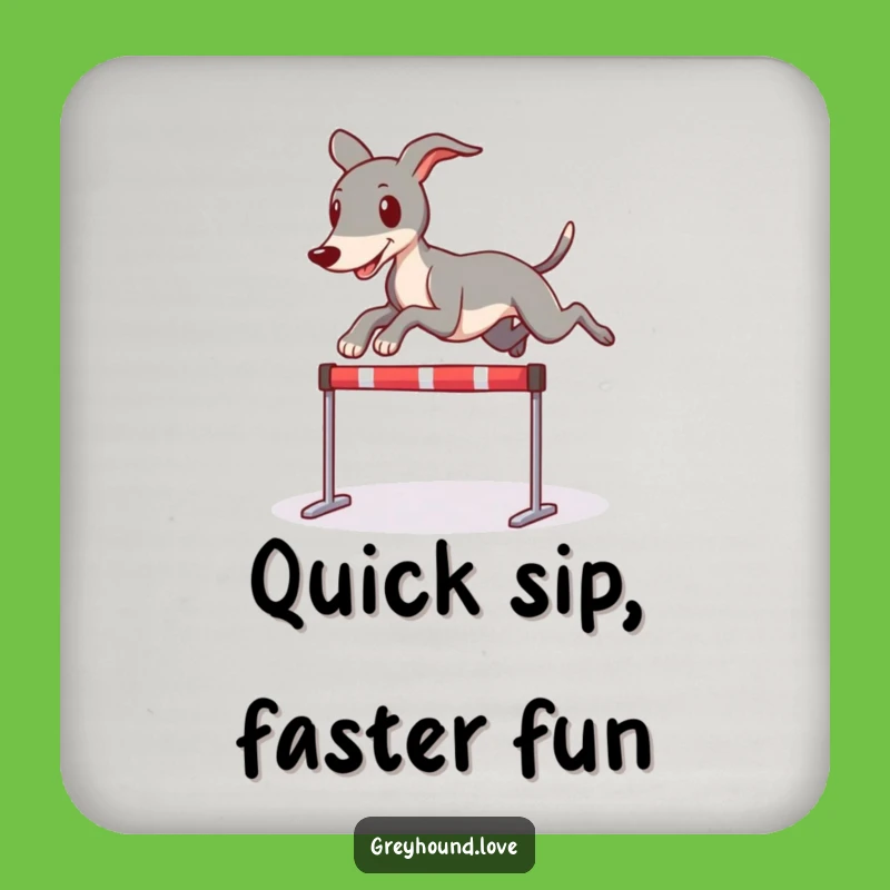 Funny Greyhound Leaping Drink Coaster - Protect Surfaces with Playful Charm