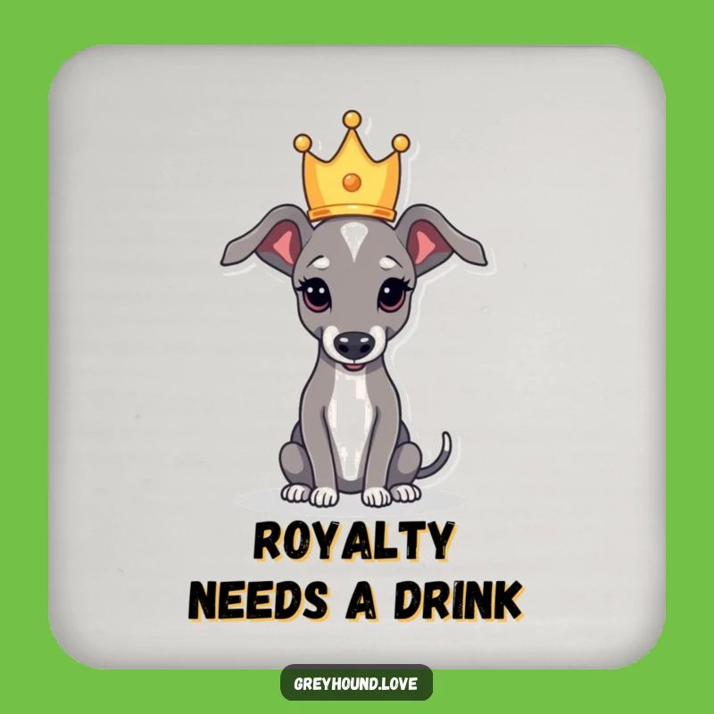 Funny Royal Greyhound Crown Coaster: Protect Surfaces with Royalty