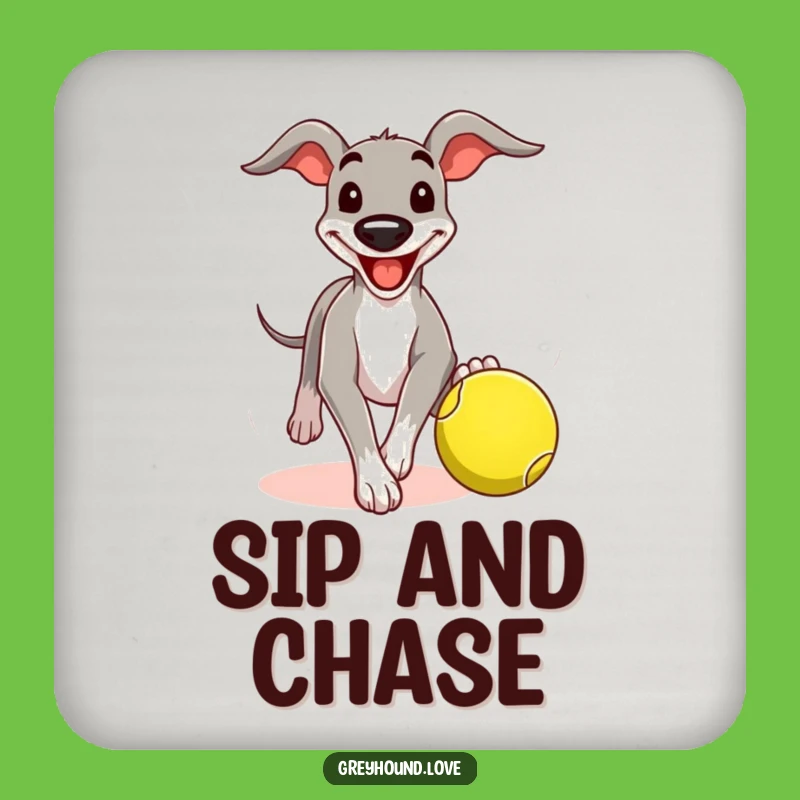 Funny Greyhound Tennis Ball Coaster: Dog Lover's Drink Decor, Hilarious Gift