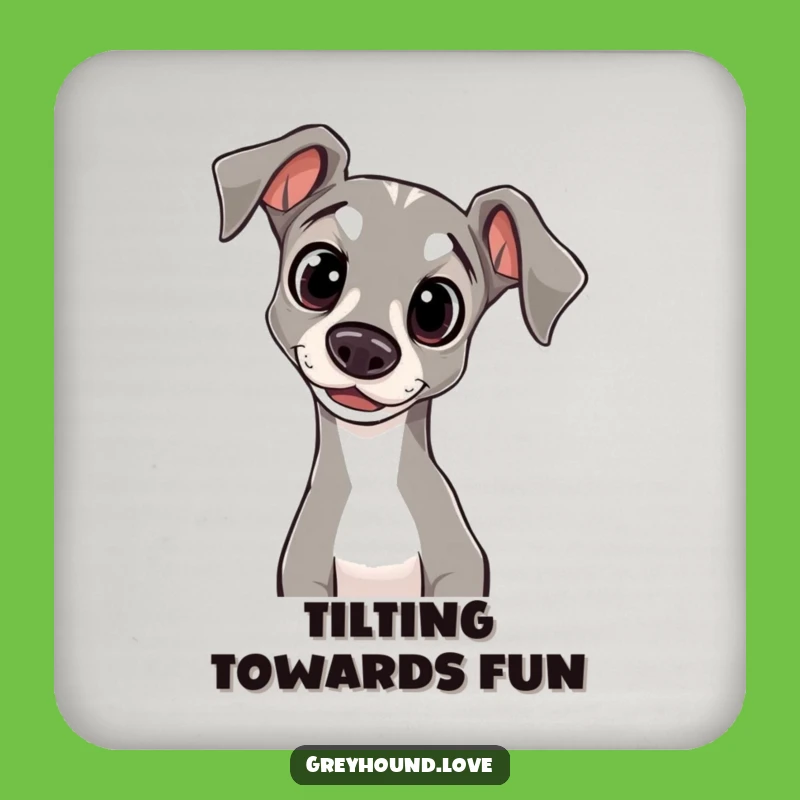 Funny Greyhound Coaster Set: Protect Surfaces with Curious Head Tilt Art