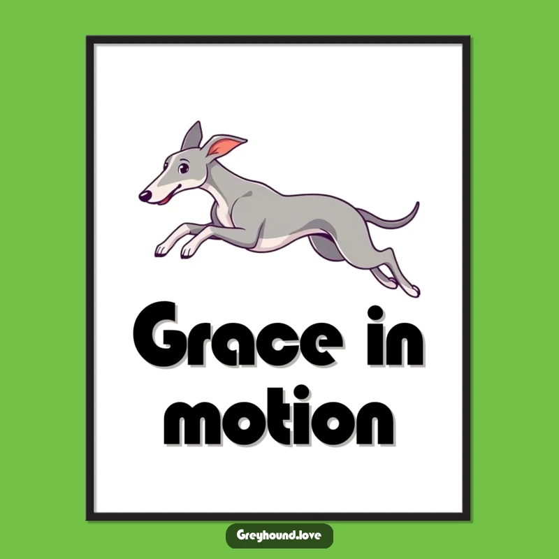 Graceful Greyhound Leap Poster: Stunning Wall Art Celebrating Canine Athleticism and Beauty