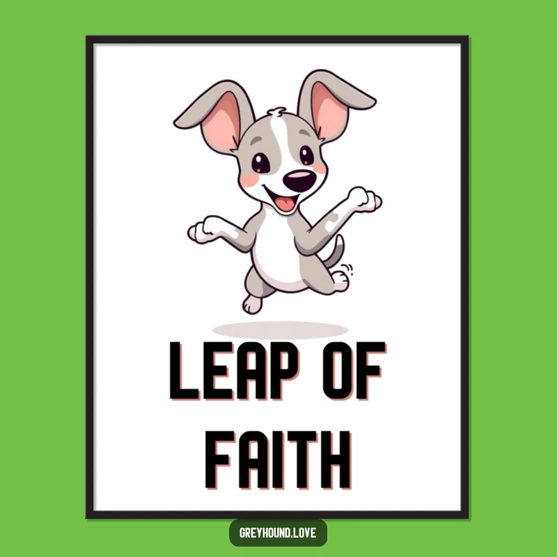 Funny Greyhound Ears Poster: Joyful Dog Art, Oversized Ears, Quirky Wall Decor Gift