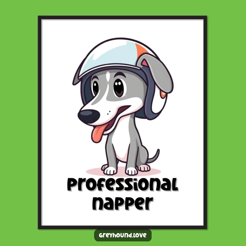 Funny Greyhound Racing Helmet Poster - Fast Dog Wall Art