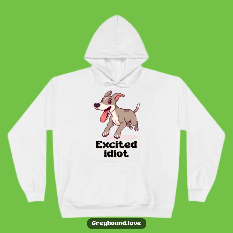 Cozy Funny Greyhound Lunge Hoodie - Excited Pup Comfort Gift