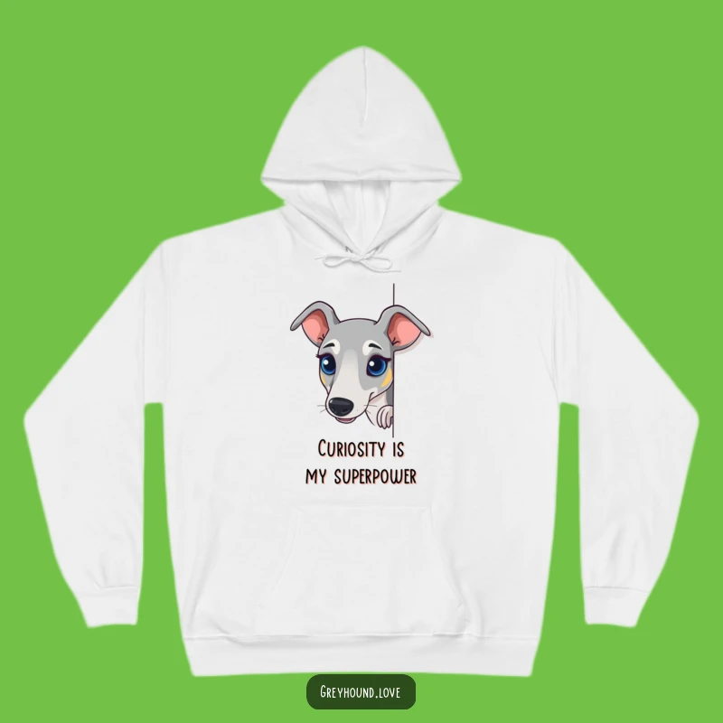 Cozy Funny Curious Greyhound Hoodie: Warm Sighthound Peek-a-Boo Design