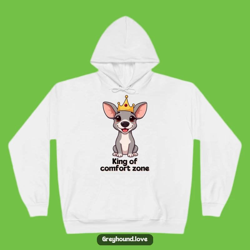 Funny Greyhound Hoodie: Regal Crowned Pup, Amused Royal Dog Gift Apparel