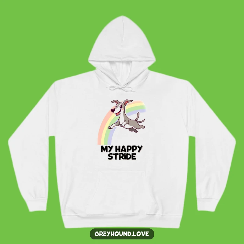 Cozy Funny Greyhound Rainbow Hoodie: Comfort Leap, Warm Humorous Gift