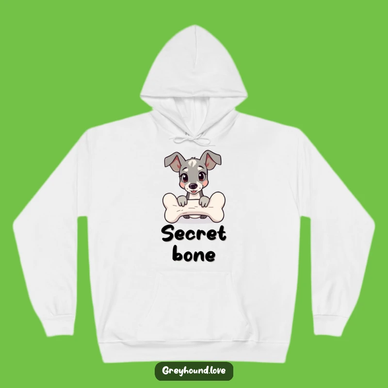 Funny Greyhound Behind Bone Hoodie: Cozy Up with a Secret!