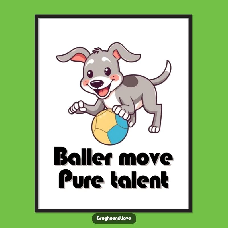 Funny Free Printable Wall Art: Greyhound Ball Chase - Downloadable Decor!