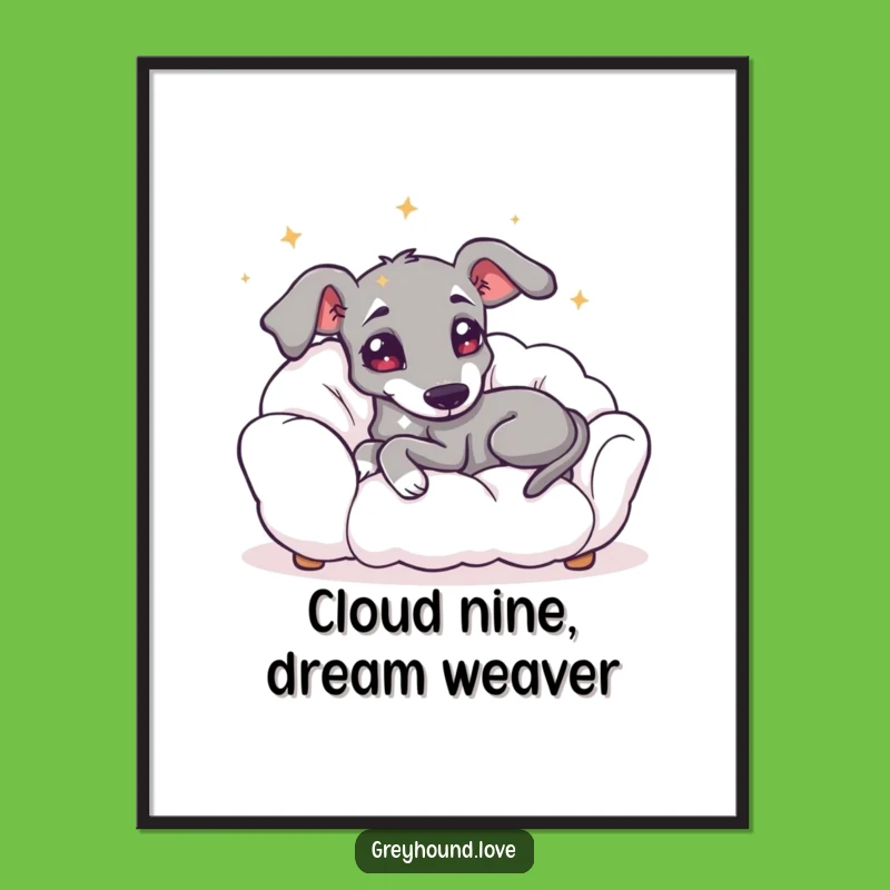 Free Printable Starry Greyhound Wall Art - Funny Dreamy Downloadable Decor