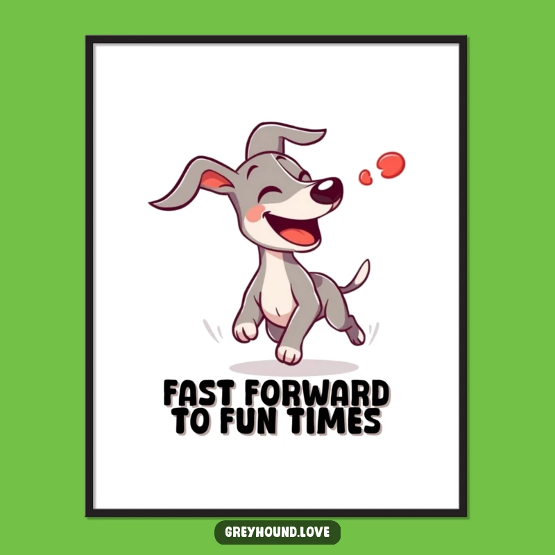 Free Printable Wall Art: Funny Greyhound Red Dot Chase - Dynamic Decor