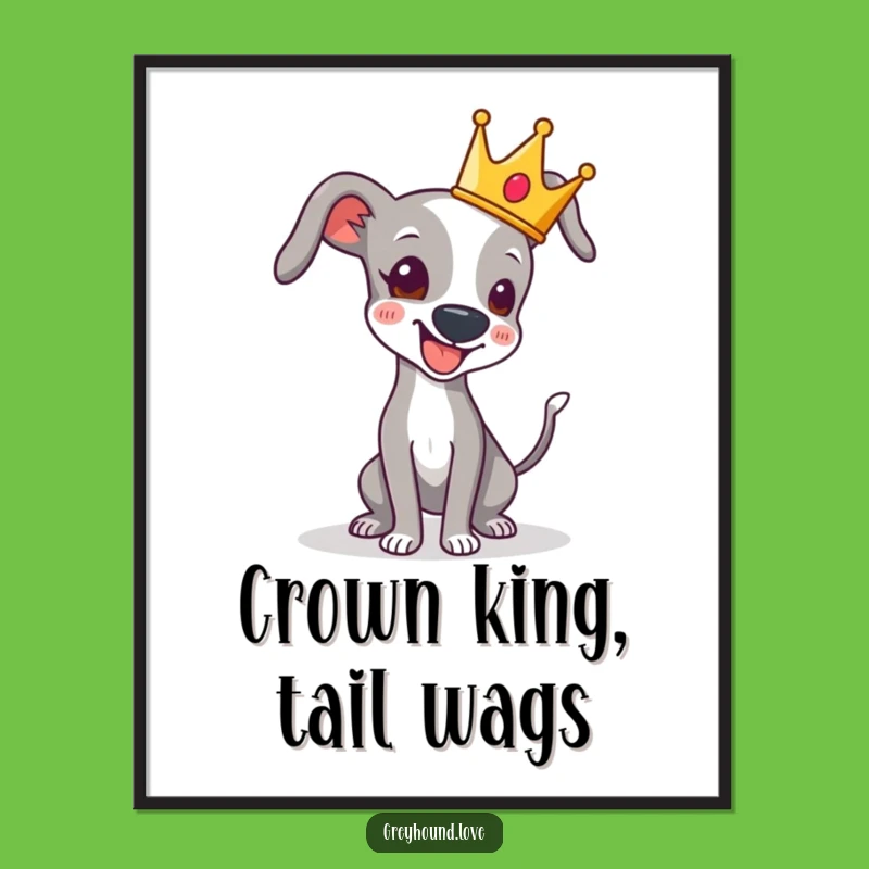 Free Printable Crowned Greyhound Wall Art - Funny Royal Downloadable Decor