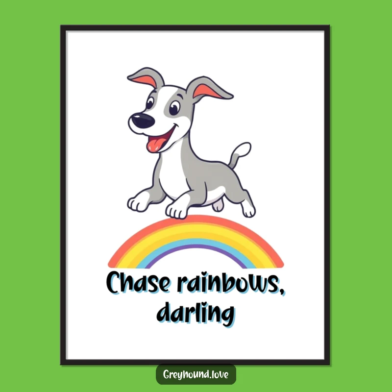 Free Printable Rainbow Greyhound Wall Art: Whimsical Cartoon Decor, Downloadable Gift