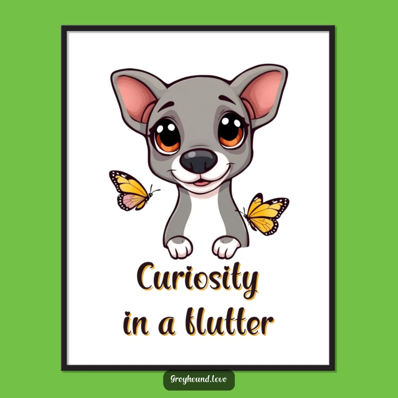 Free Printable Wall Art: Curious Greyhound - Hilarious Downloadable Decor Gift