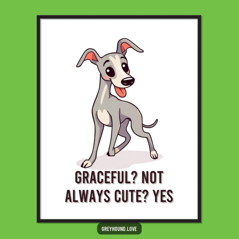 Free Printable Wall Art: Funny Greyhound Trip - Kawaii Decor Download