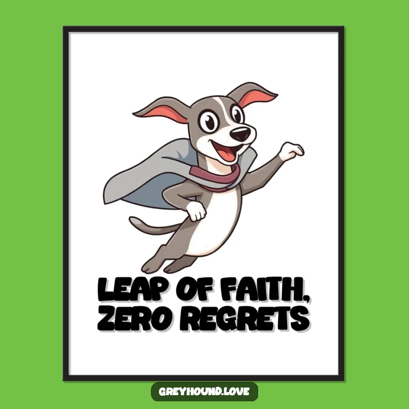 Funny Free Printable Wall Art: Superhero Greyhound's Energetic Leap - Downloadable Decor!
