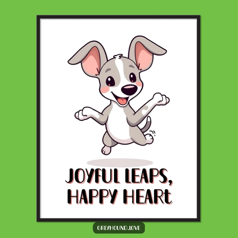 Free Printable Wall Art: Joyful Greyhound Big Ears Downloadable Decor