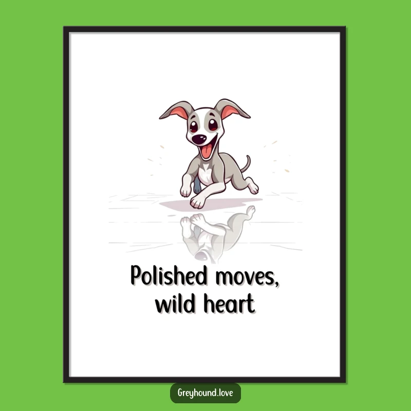 Free Printable Wall Art: Funny Greyhound Slide - Playful Decor Download