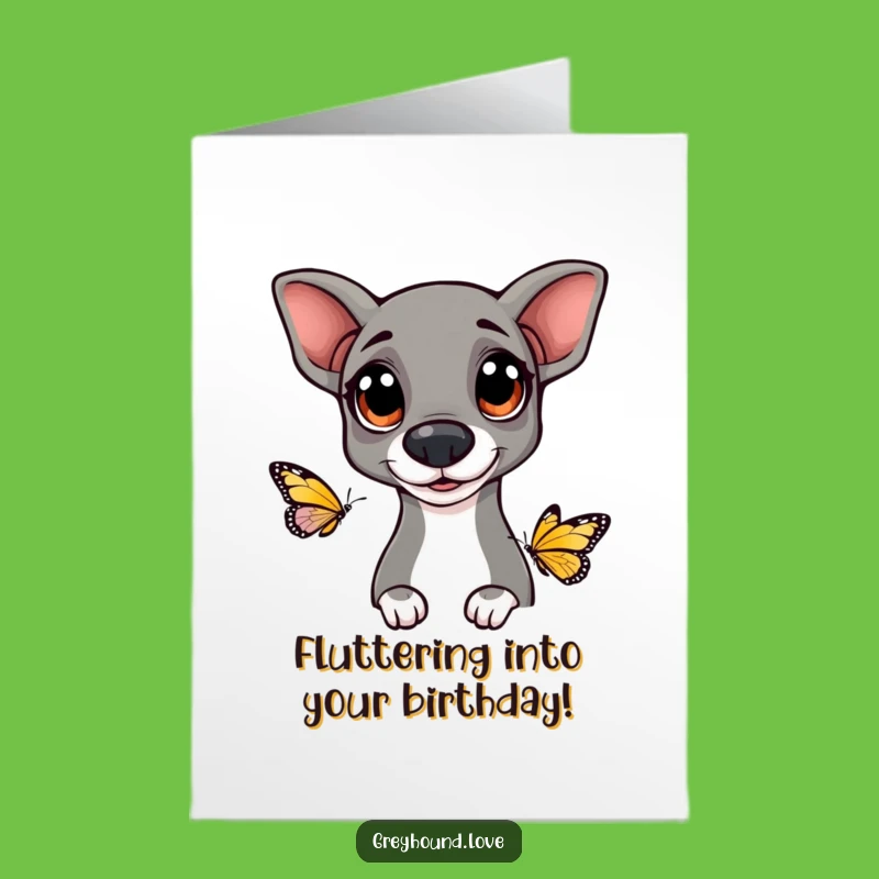 Free Printable Birthday Card: Curious Greyhound - Funny Downloadable Gift