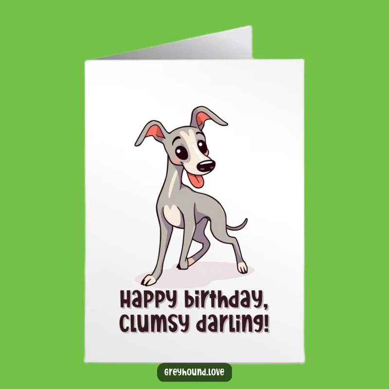 Free Printable Birthday Card: Funny Greyhound Trip - Kawaii Downloadable Gift