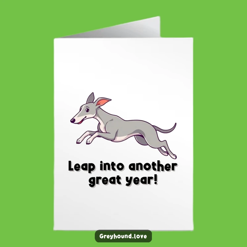 Free Printable Birthday Card: Graceful Greyhound Leap Funny Downloadable Gift