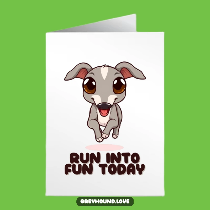 Free Printable Birthday Card: Joyful Greyhound Funny Downloadable Dog Gift
