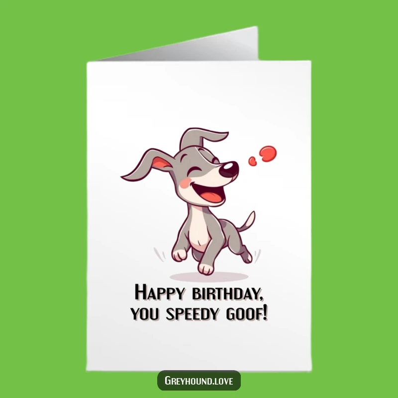 Free Printable Birthday Card: Funny Greyhound Red Dot Chase - Downloadable Gift