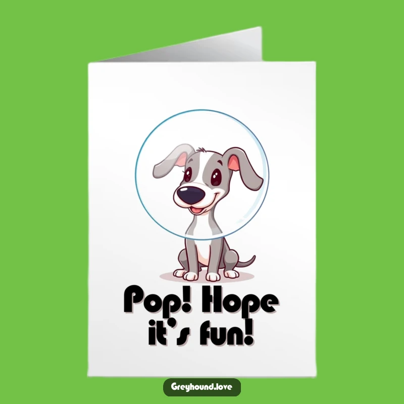 Free Printable Birthday Card: Playful Greyhound & Bubble Fun - Downloadable Gift!