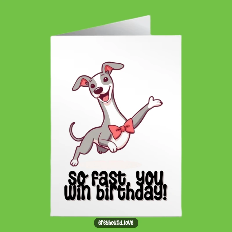 Free Printable Birthday Card: Funny Greyhound Bowtie Slide Humorous Downloadable Gift