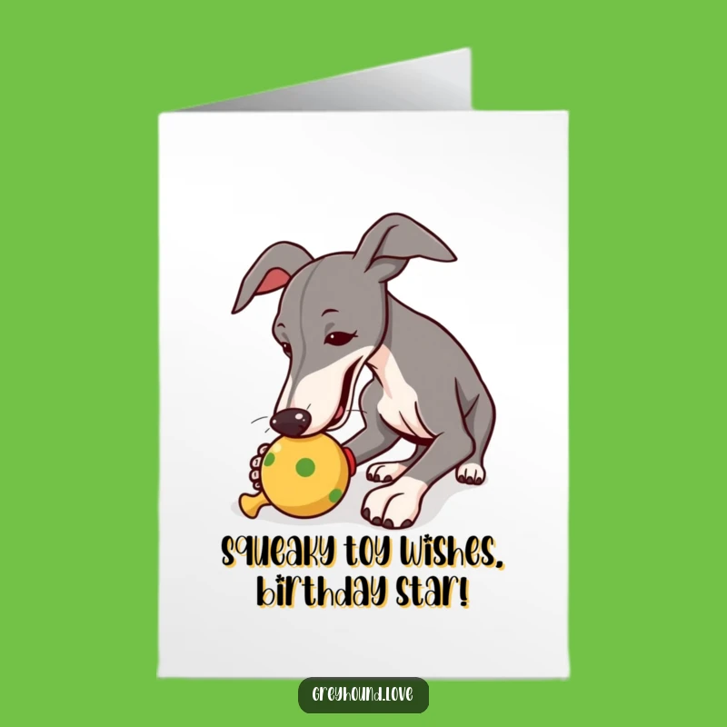 Free Printable Greyhound Birthday Card: Funny Dog Toy Greeting for Instant Download