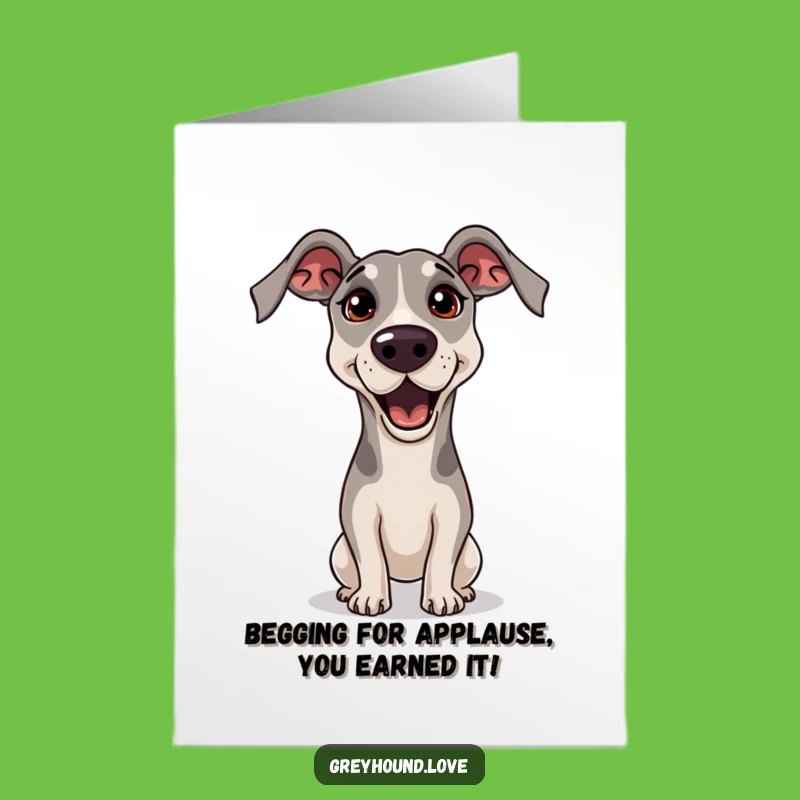 Free Printable Begging Greyhound Congrats Card - Cute Downloadable for Any Win