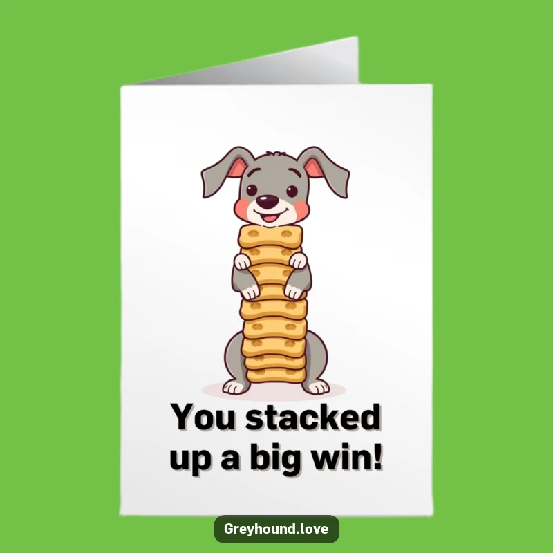 Free Printable Biscuit Balancing Greyhound Congrats Card - Funny Downloadable Treat Gift