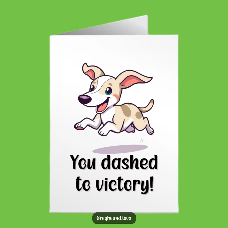 Free Printable Congrats Card: Happy Greyhound Sprint - Joyful Achievement Download