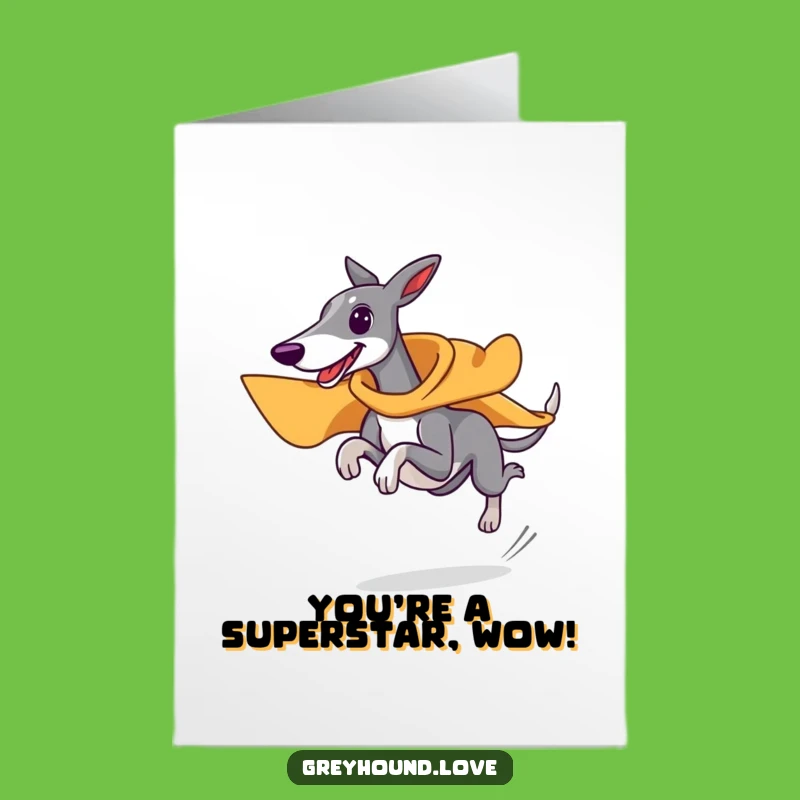 Free Printable Congrats Card: Superhero Greyhound Celebration Downloadable Gift