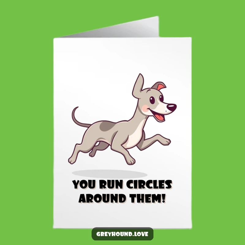 Free Printable Congratulations Card: Happy Greyhound Running Humorous Downloadable