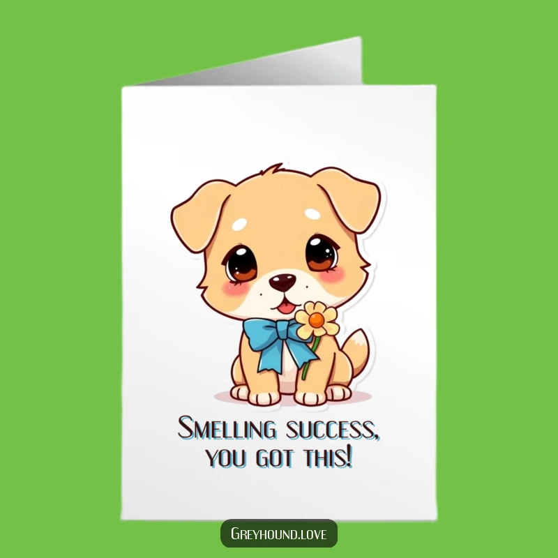 Free Printable Congrats Card: Happy Dog Sniffs Bloom, Celebrate Success 'Print at Home'