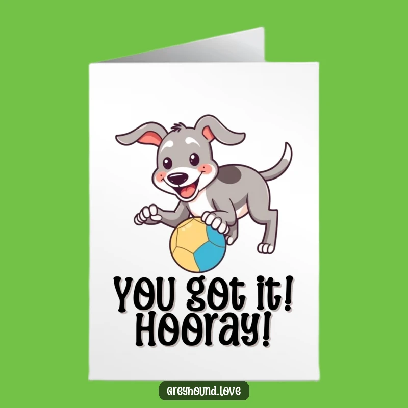 Free Printable Congrats Card: Greyhound's Winning Catch - Downloadable Cheers!