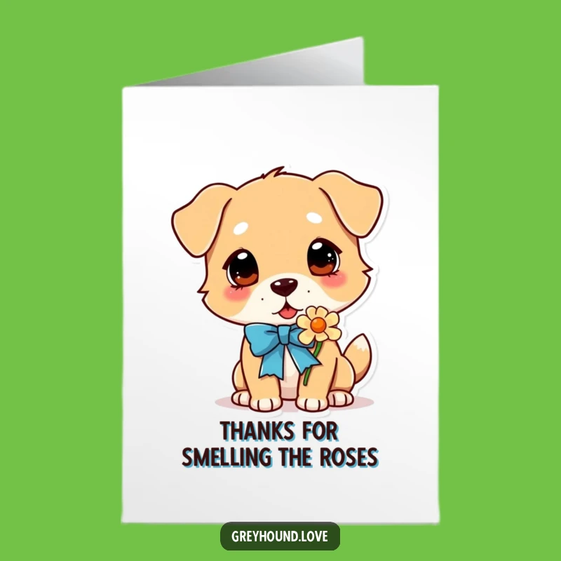 Free Printable Thank You Card: Dog Smelling Flower, Sweetest Thanks 'Print at Home'