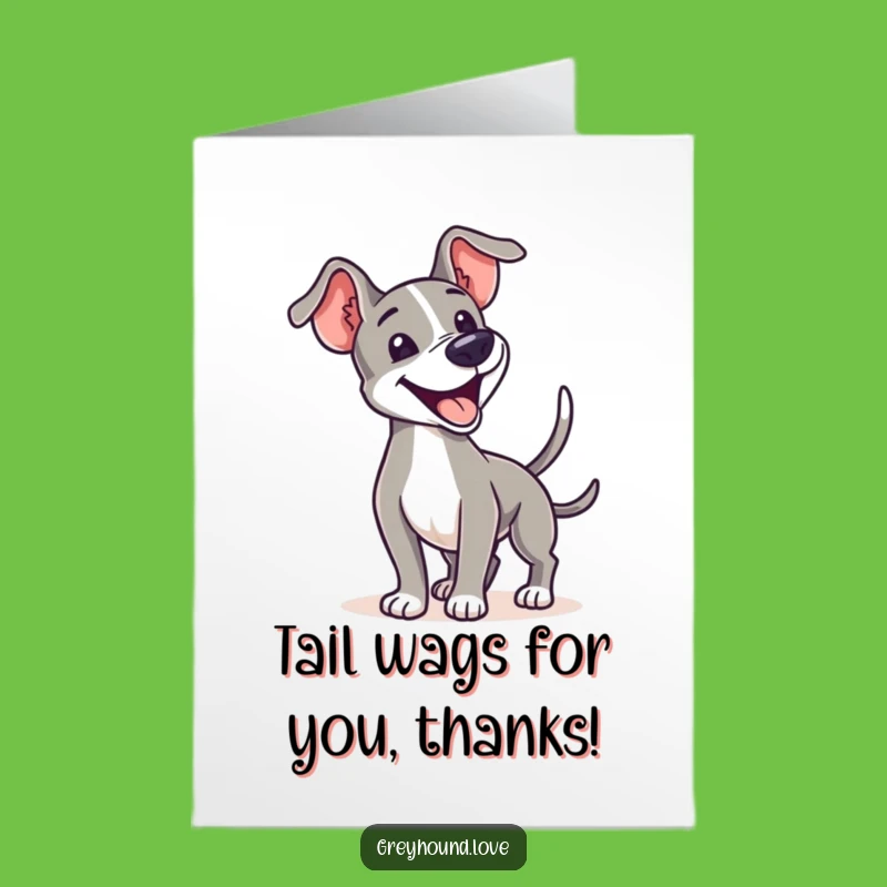 Free Printable Thank You Card: Joyful Greyhound Tail Wag Funny Downloadable Gift